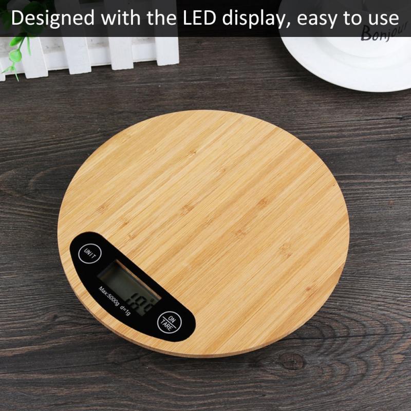 Bamboo Panel Digital Kitchen Scale - Eco-Friendly Wood Design