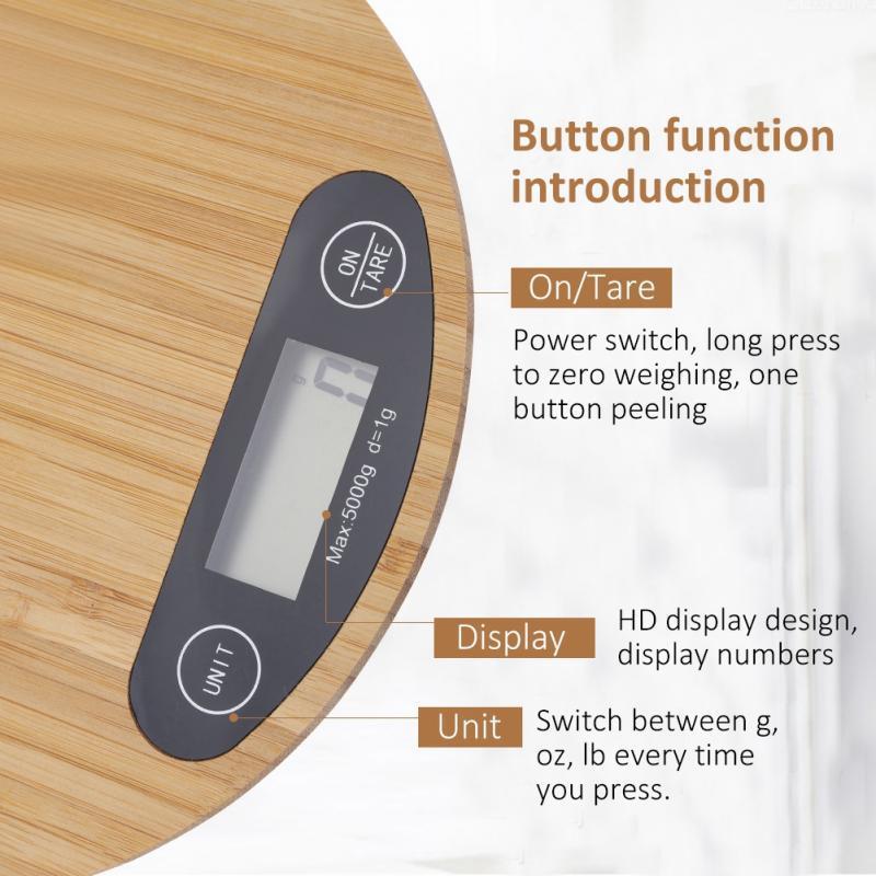 Bamboo Panel Digital Kitchen Scale - Eco-Friendly Wood Design