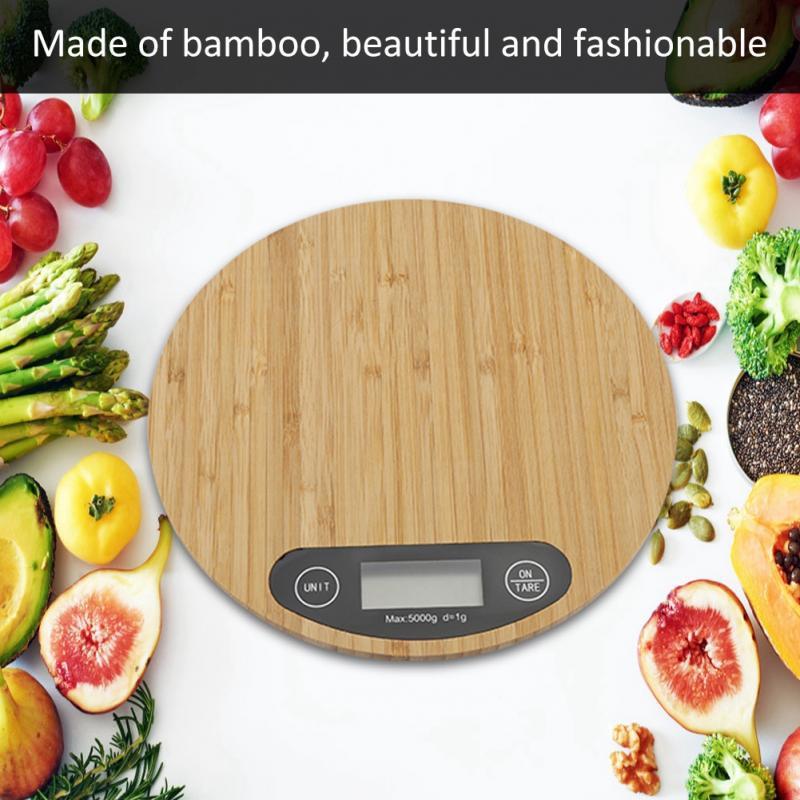 Bamboo Panel Digital Kitchen Scale - Eco-Friendly Wood Design