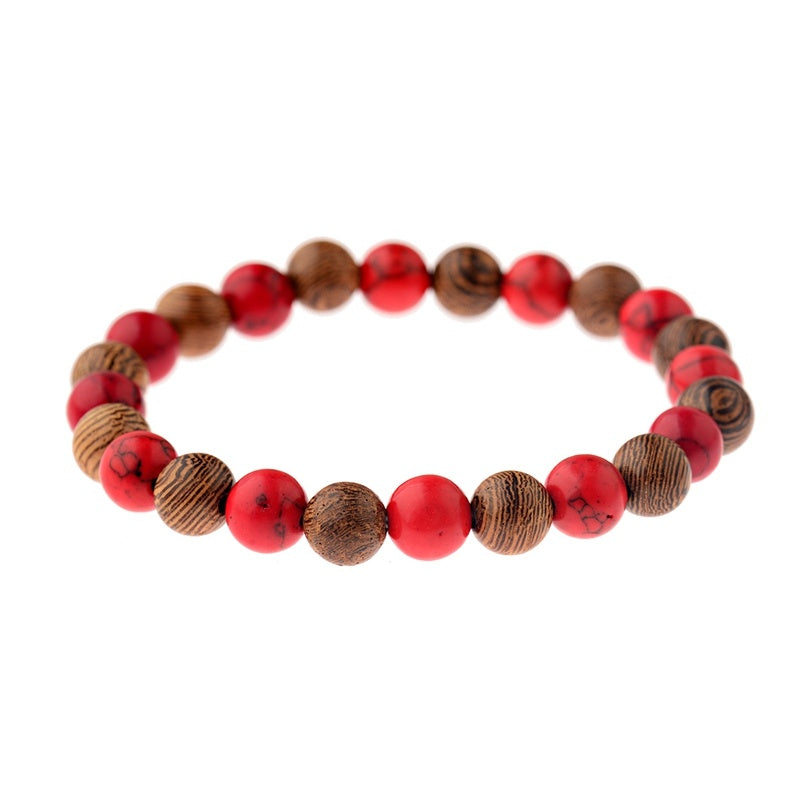 Vintage Wooden Bead Bracelet – Eco-Friendly Unisex Bracelet with Anti-Fatigue Benefits