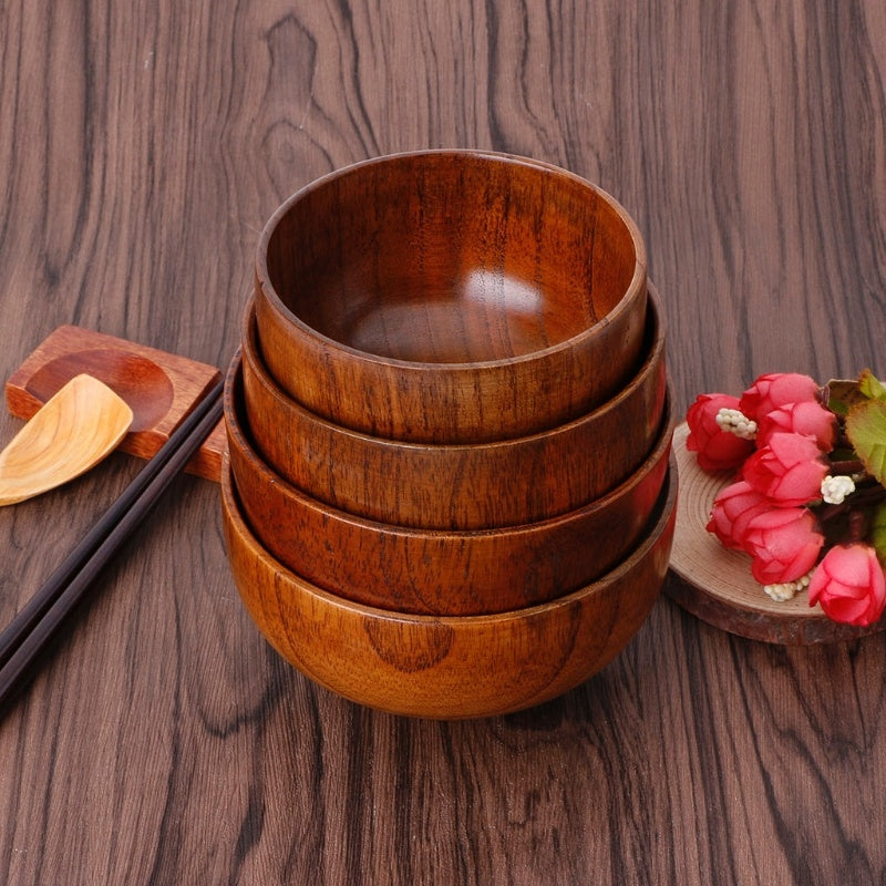 Eco-Friendly Round Wooden Bowls
