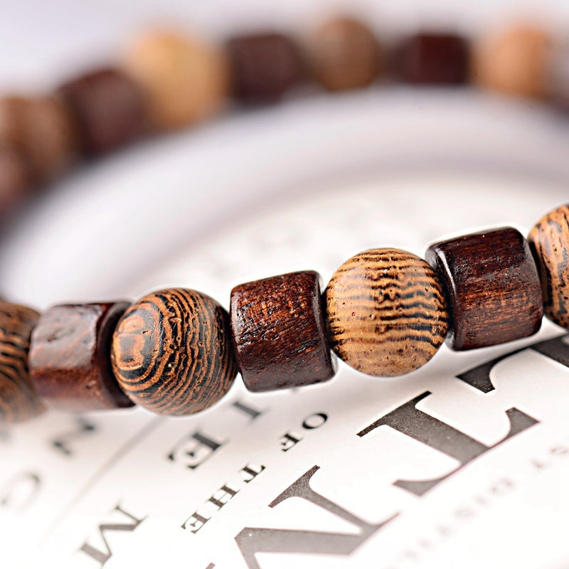 Vintage Wooden Bead Bracelet – Eco-Friendly Unisex Bracelet with Anti-Fatigue Benefits