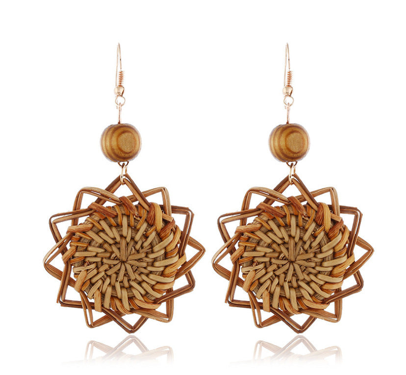 Handmade Rattan & Bamboo Earrings – Eco-Friendly Natural Jewellery