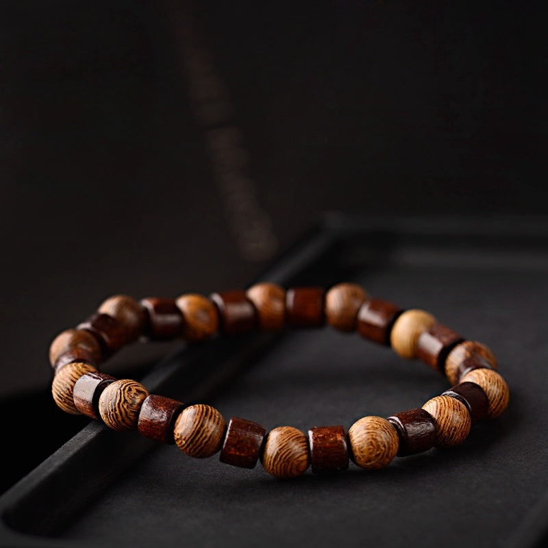 Vintage Wooden Bead Bracelet – Eco-Friendly Unisex Bracelet with Anti-Fatigue Benefits