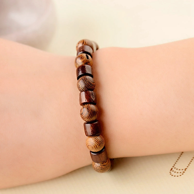 Vintage Wooden Bead Bracelet – Eco-Friendly Unisex Bracelet with Anti-Fatigue Benefits