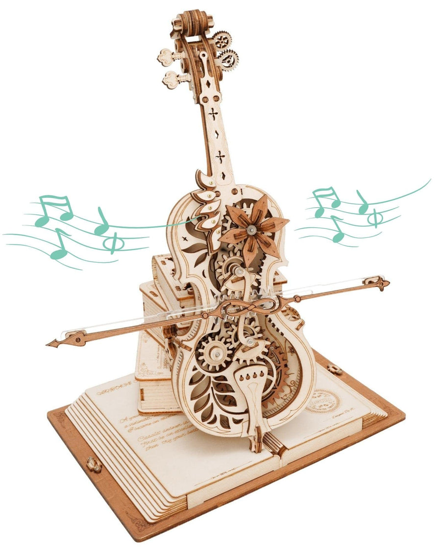 Magic Cello 3D Wooden Music Box Puzzle – Mechanical Moving Stem Toy for Kids & Adults