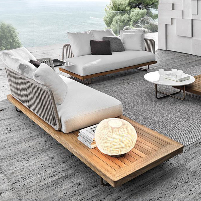 Sunrett Teak Sofa – Eco-Friendly Rattan & Bamboo Nordic Sofa with Weather Protection
