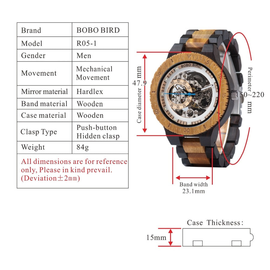 Eco-Friendly Fashion Wooden Automatic Mechanical Watch