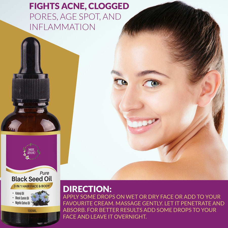 Pure black seed oil fights acne, clogged pores, age spot and inflammation